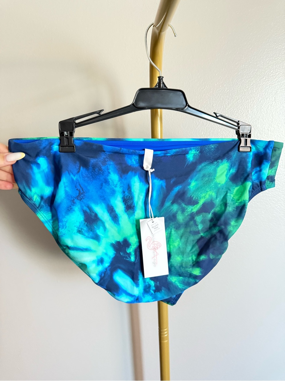 NWT MIMI FLAMINGO Abstract Print High-Waist Bikini Bottom – Size 14 - Picture 3 of 4